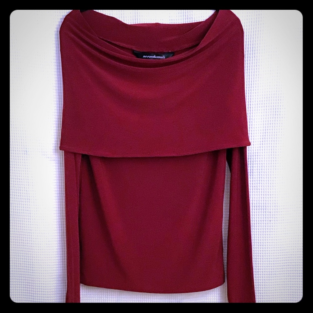 Norma Kamali Blouse w/Deep Cowl Neck.